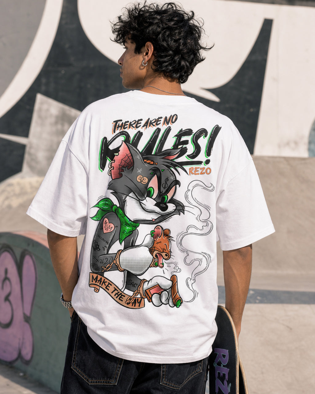 No Rules Rezo Oversized T-Shirt black oversized T-shirt back hero