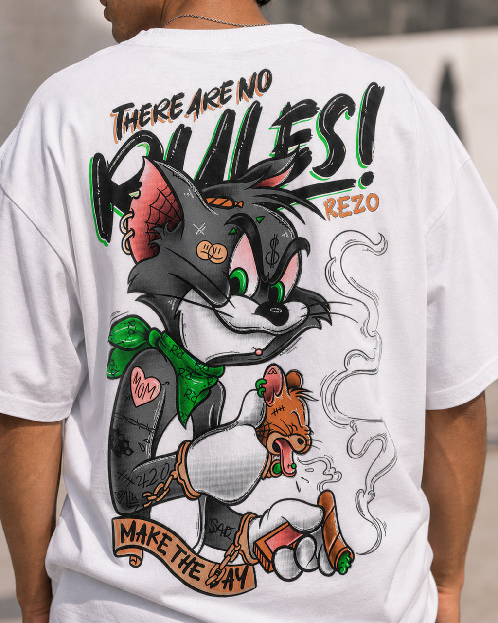 No Rules Rezo Oversized T-Shirt black oversized T-shirt product mockup