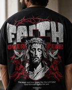 Faith Over Fear Oversized T-Shirt black oversized T-shirt product mockup
