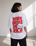 Born Broke Die Rich Oversized T-Shirt black oversized T-shirt product mockup