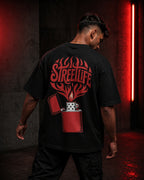 Streetlife Lighter Oversized T-Shirt black oversized T-shirt product mockup