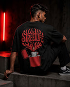Streetlife Lighter Oversized T-Shirt black oversized T-shirt product mockup