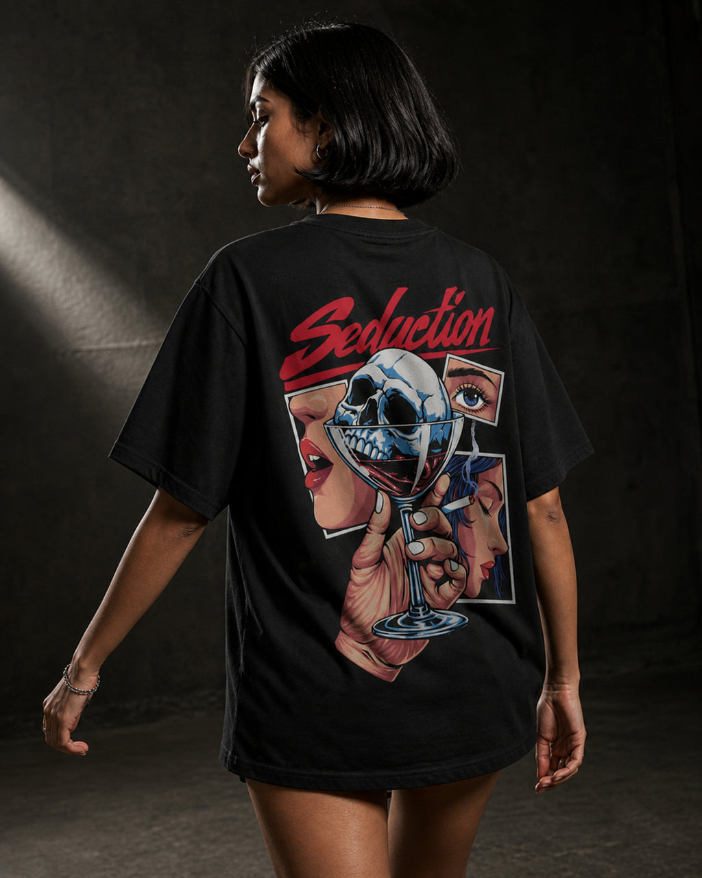 Seduction Dangerous Charm Oversized T-Shirt black oversized T-shirt back hero
