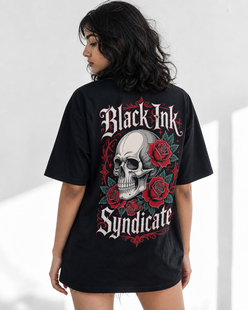 Black Ink Syndicate Oversized T-Shirt black oversized T-shirt back hero