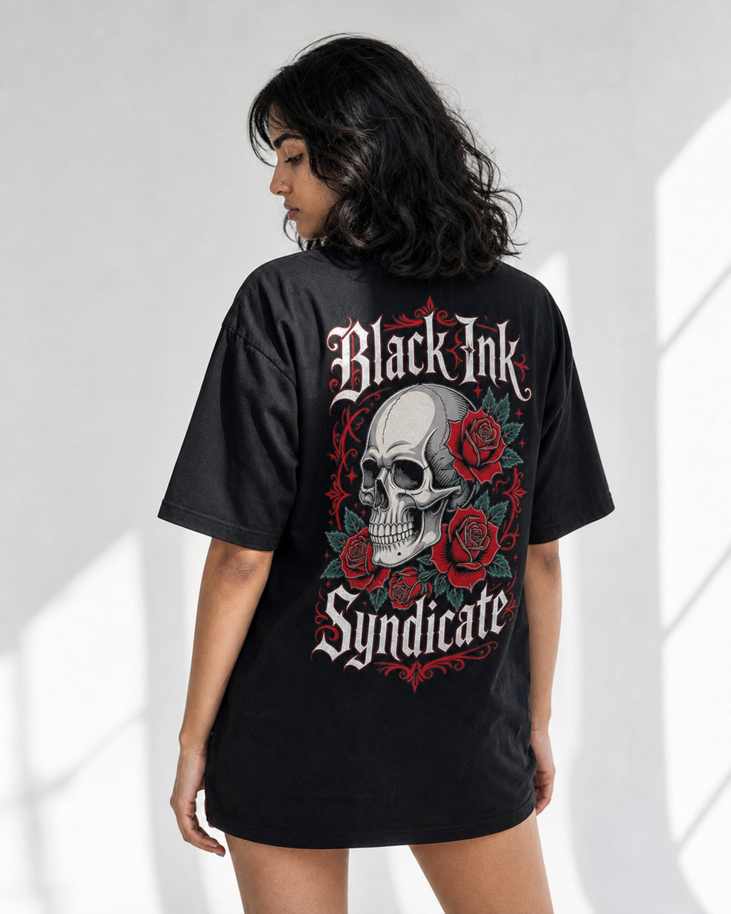 Black Ink Syndicate Oversized T-Shirt black oversized T-shirt back hero