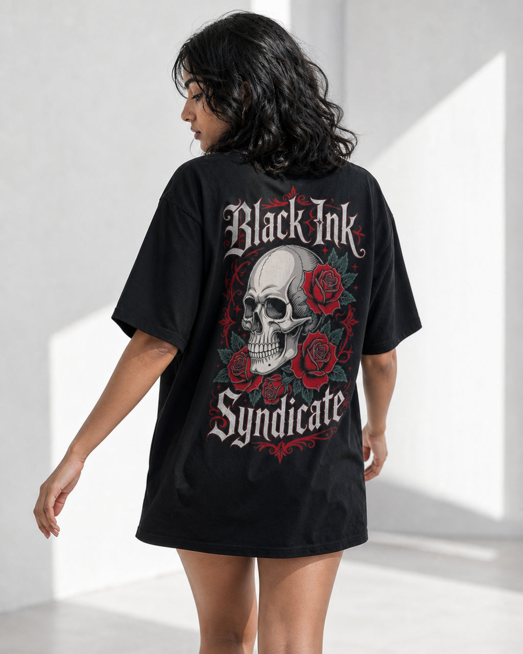 Black Ink Syndicate Oversized T-Shirt black oversized T-shirt back hero