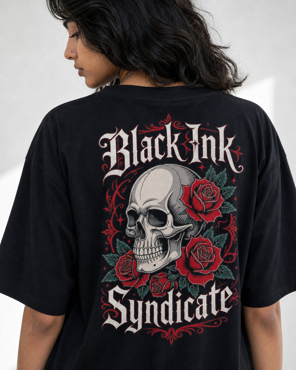 Black Ink Syndicate Oversized T-Shirt black oversized T-shirt back hero