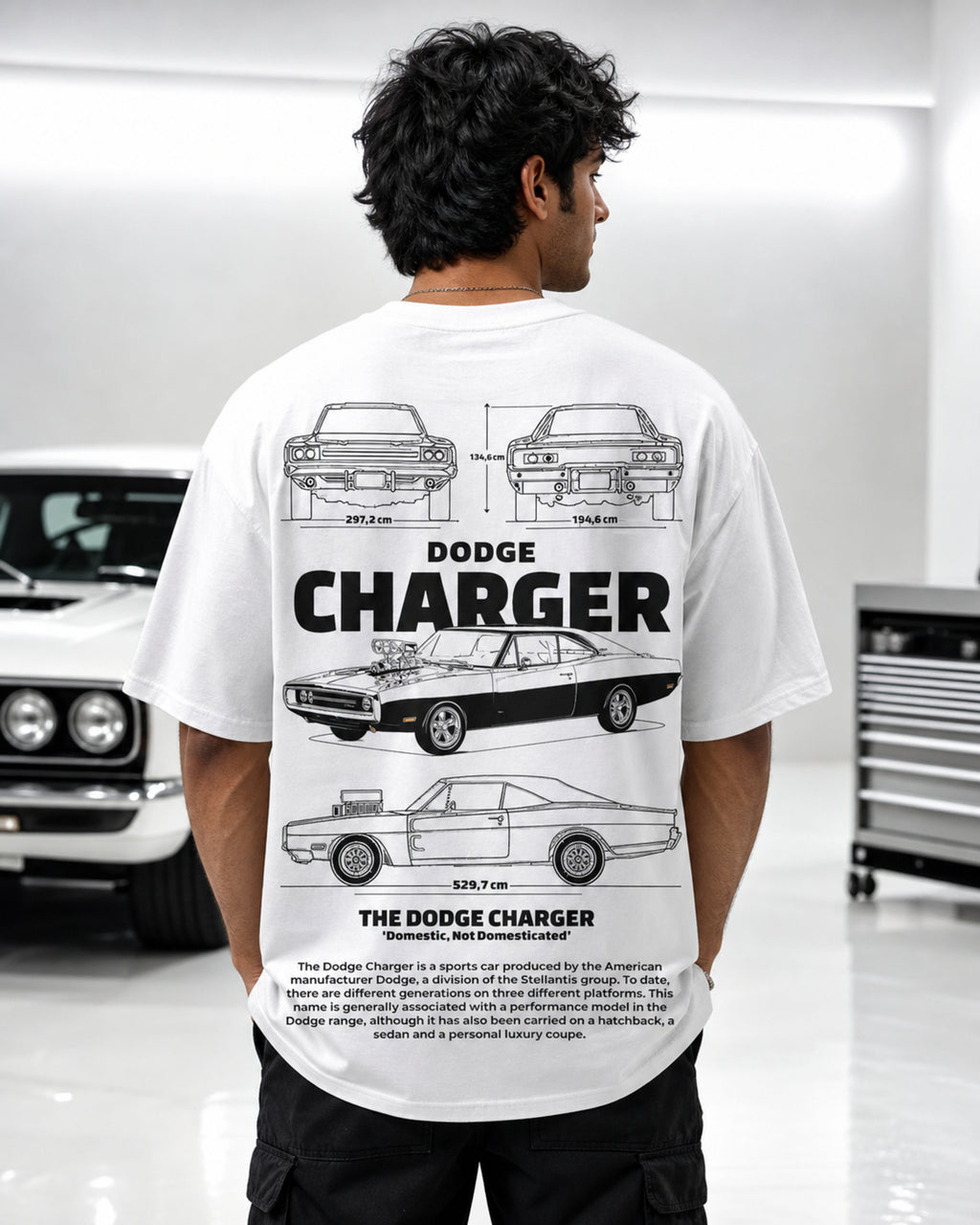Classic Muscle Spec Oversized T-Shirt black oversized T-shirt back hero