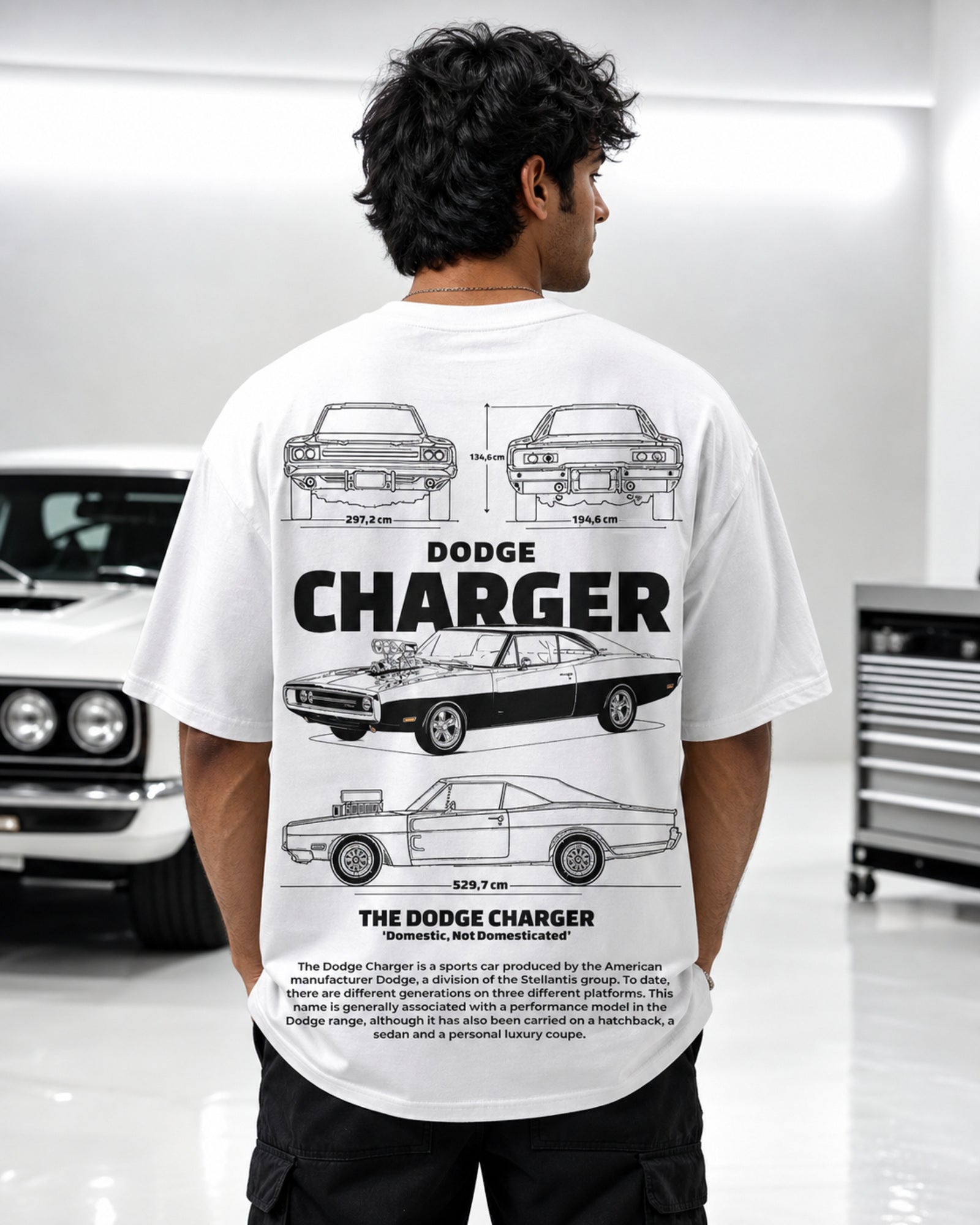 Classic Muscle Spec Oversized T-Shirt black oversized T-shirt back hero