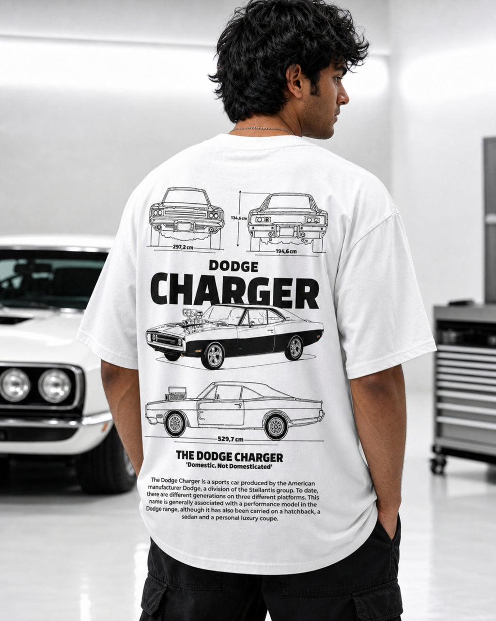 Classic Muscle Spec Oversized T-Shirt black oversized T-shirt back hero