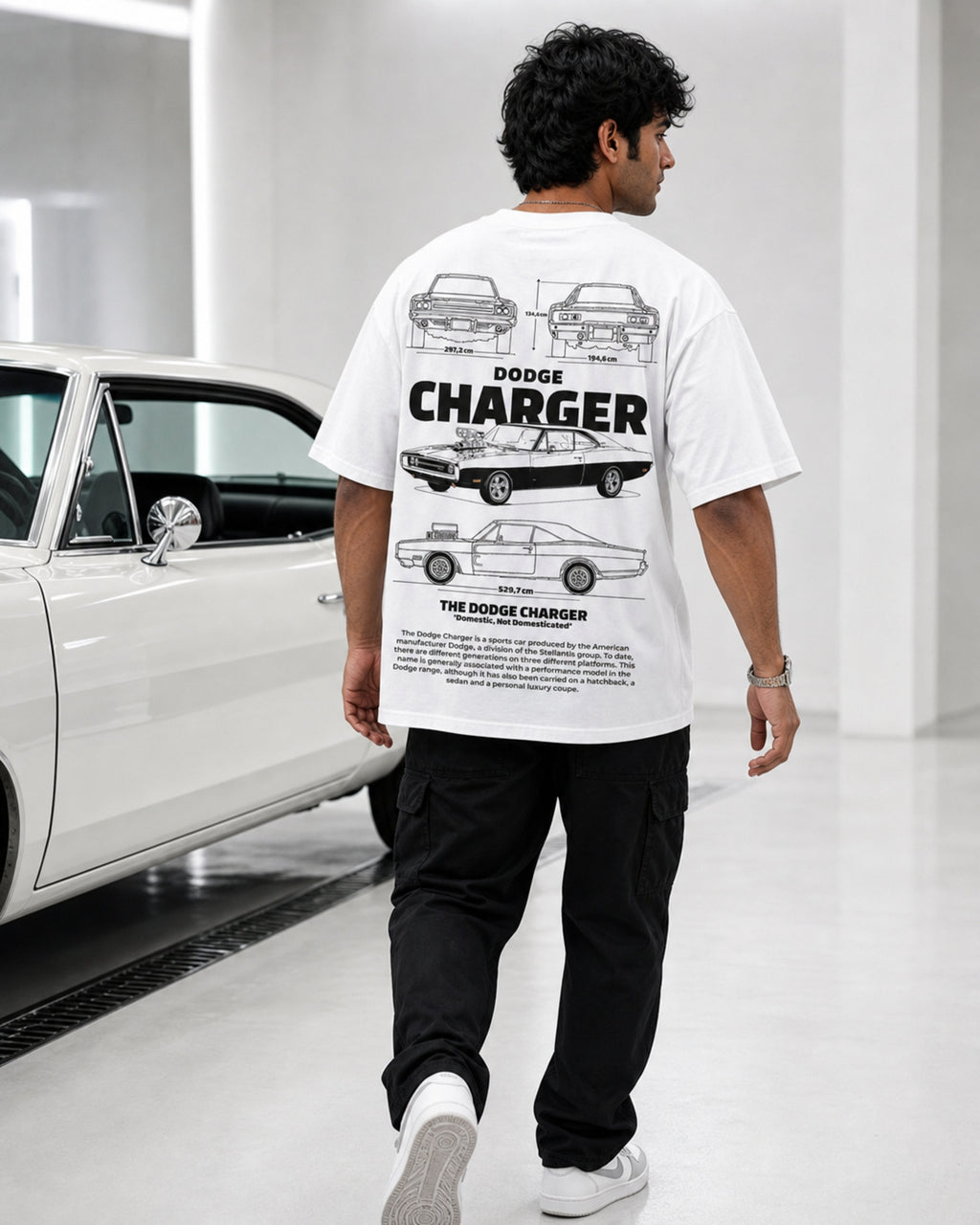 Classic Muscle Spec Oversized T-Shirt black oversized T-shirt back hero