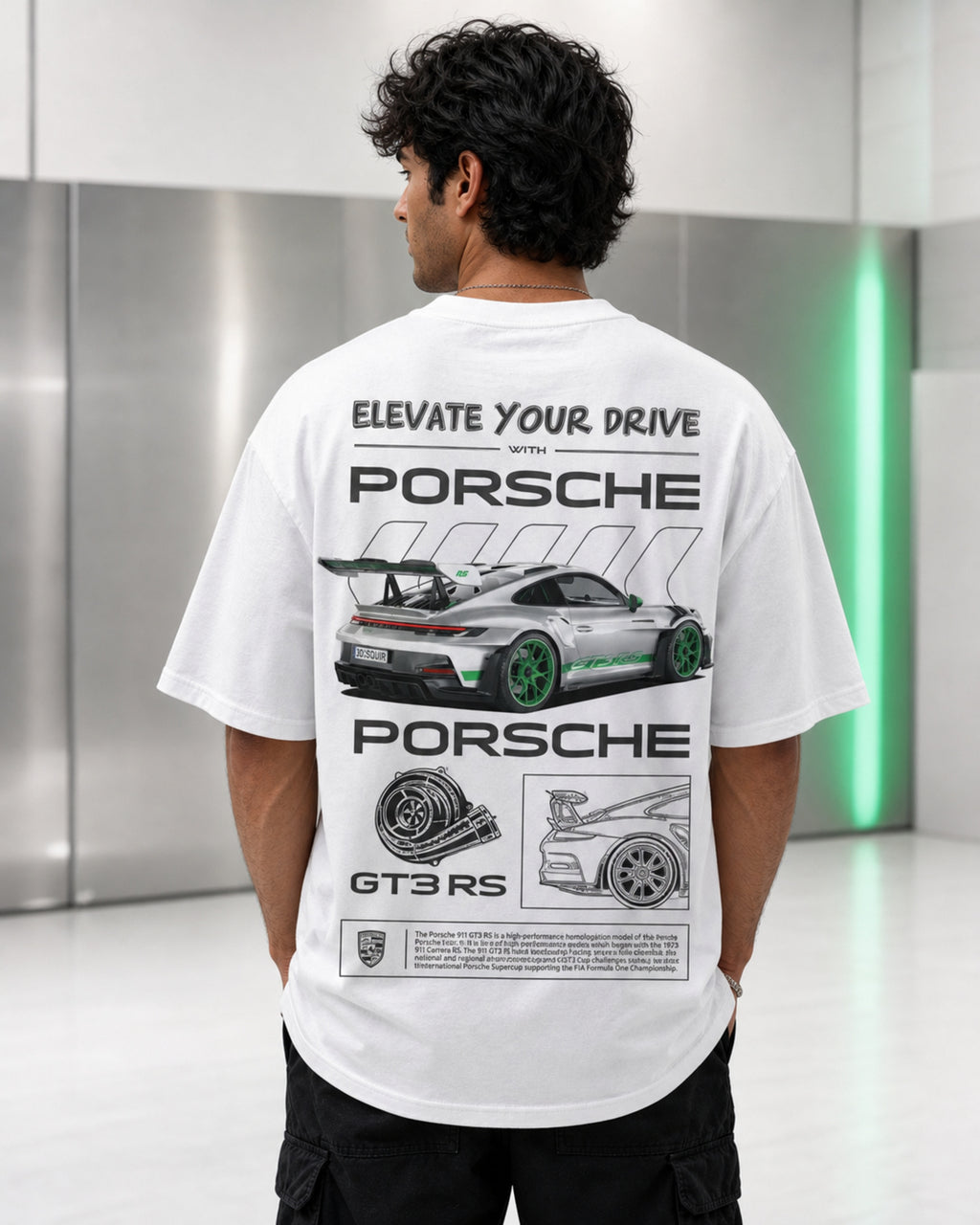 Green Track Spec Oversized T-Shirt black oversized T-shirt back hero