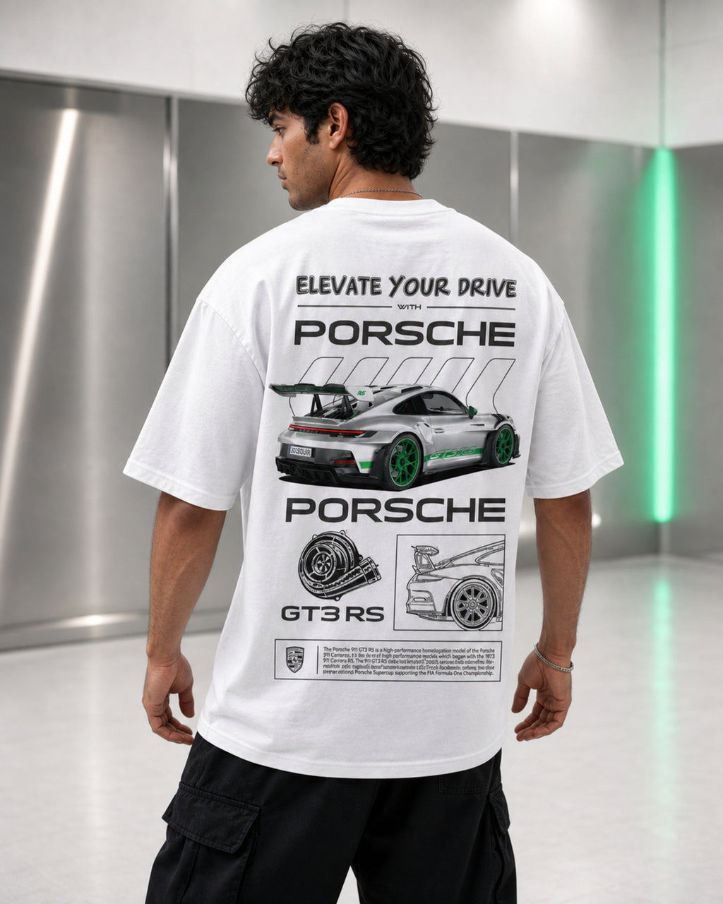 Green Track Spec Oversized T-Shirt black oversized T-shirt back hero