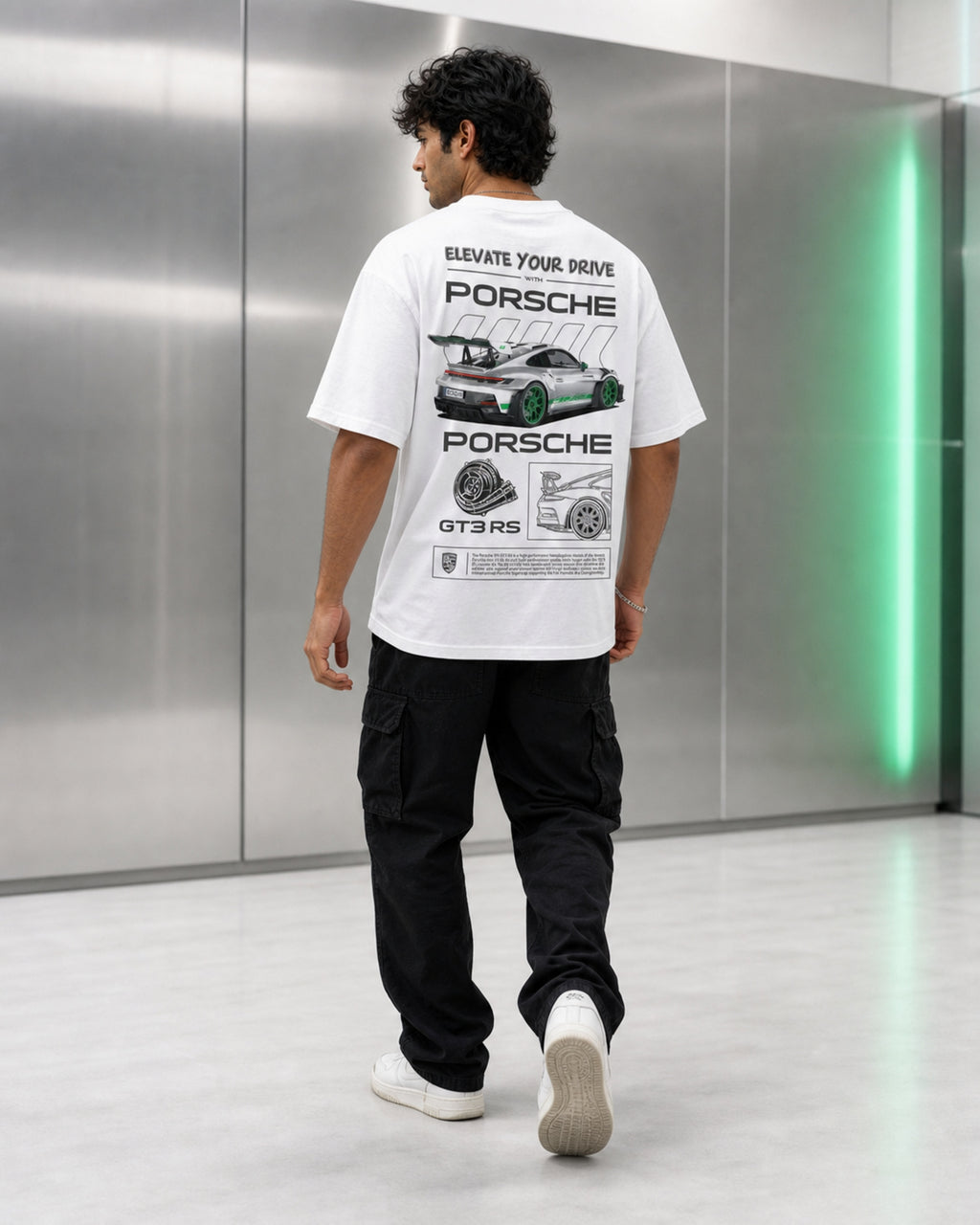 Green Track Spec Oversized T-Shirt black oversized T-shirt back hero