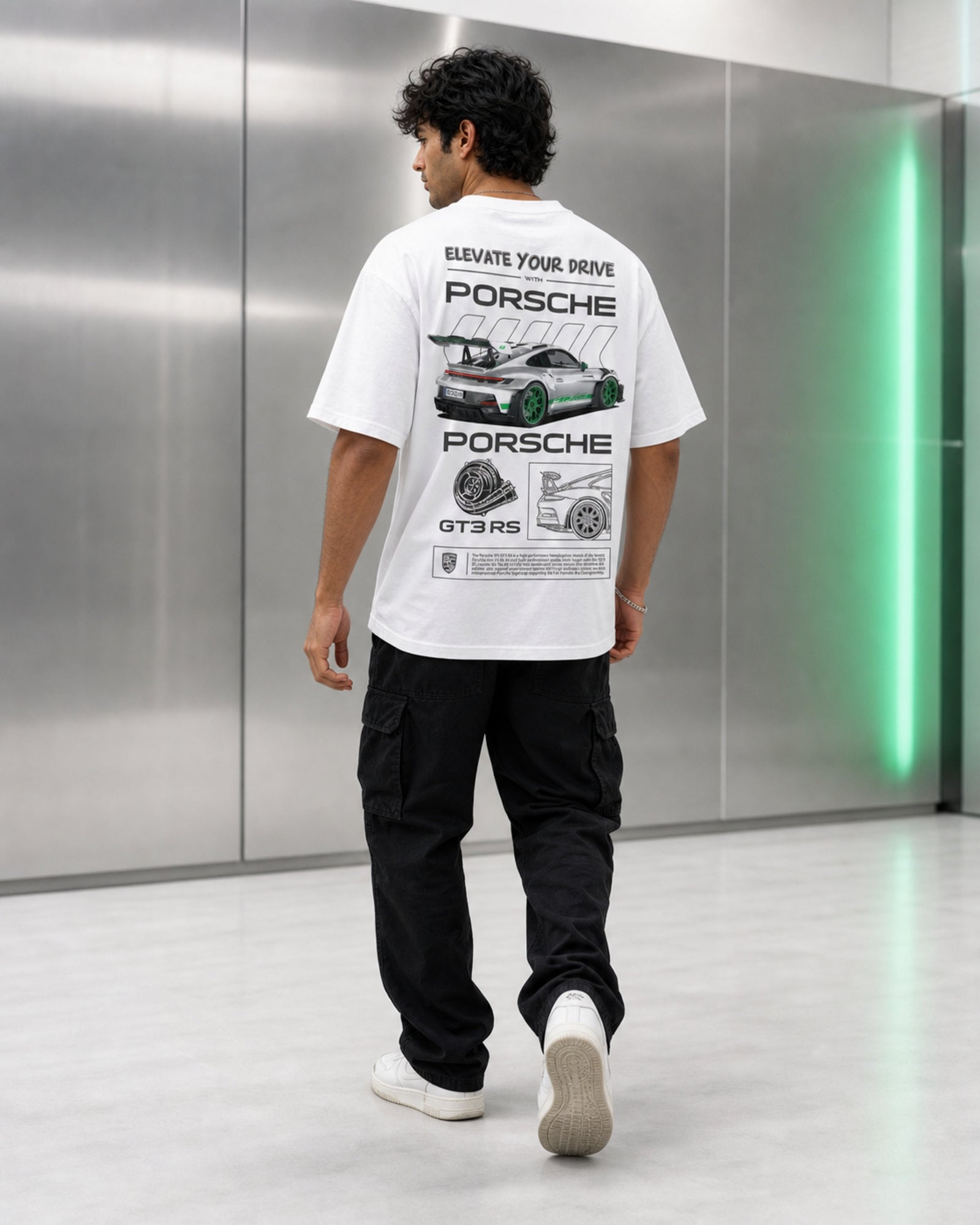 Green Track Spec Oversized T-Shirt black oversized T-shirt back hero