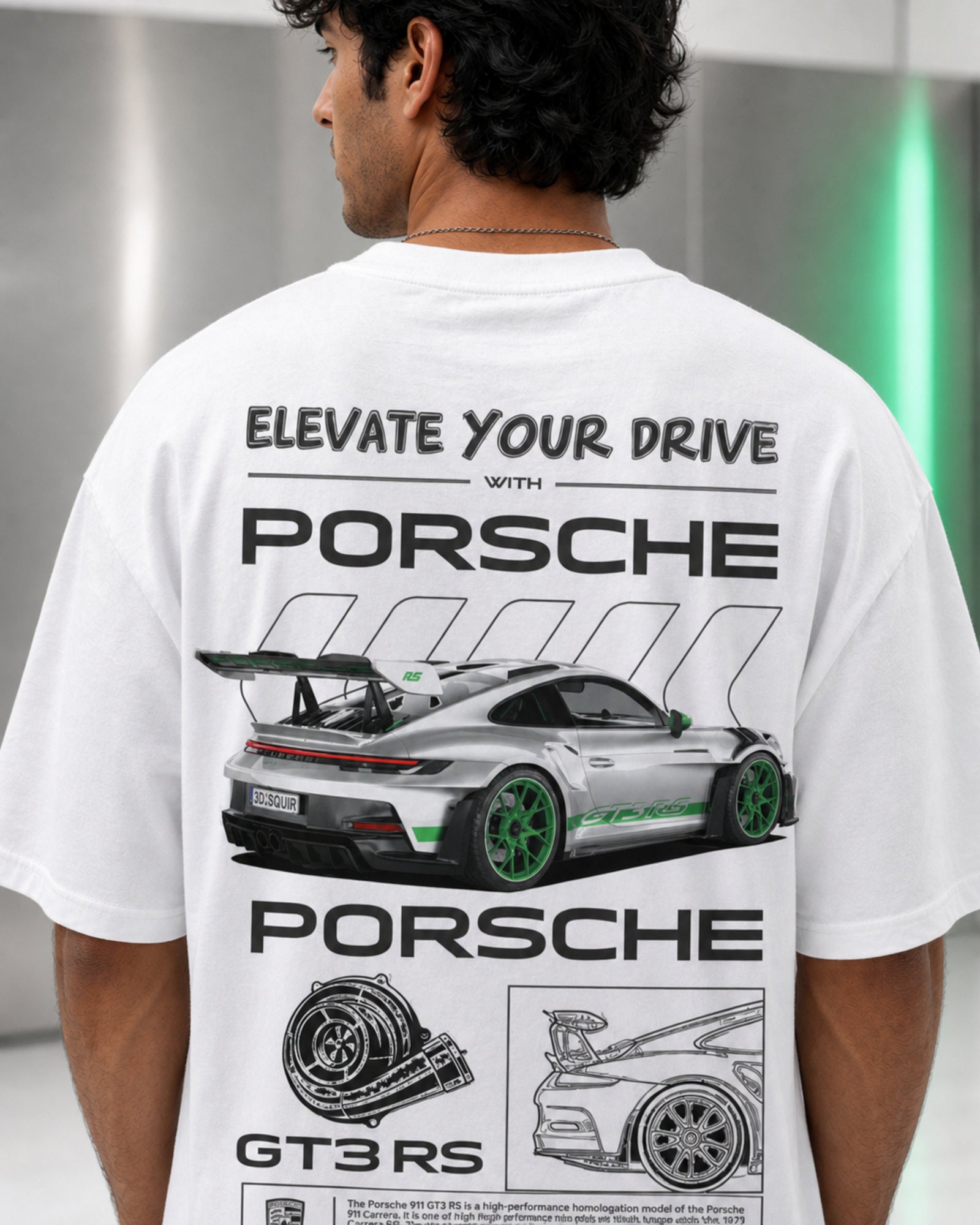 Green Track Spec Oversized T-Shirt black oversized T-shirt back hero