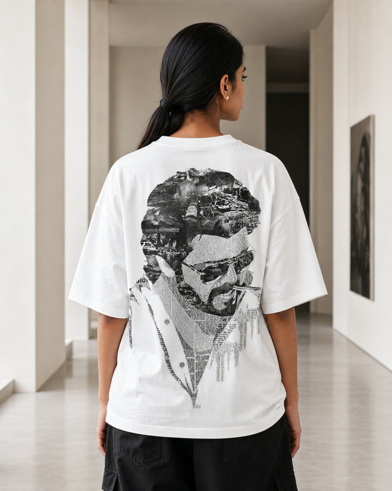 Collage Portrait Oversized T-Shirt black oversized T-shirt back hero