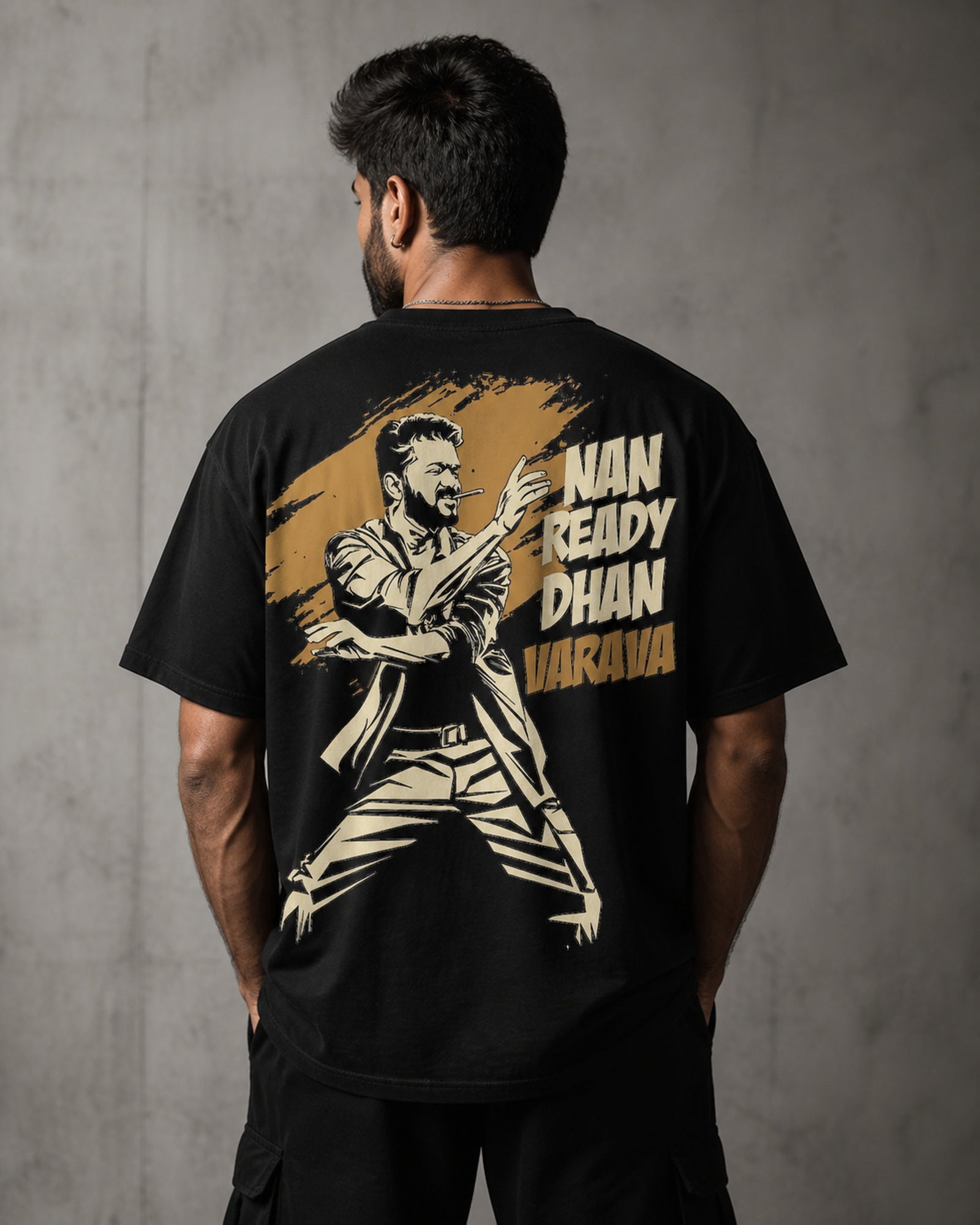 Nan Ready Dhan Varava Oversized T-Shirt black oversized T-shirt back hero