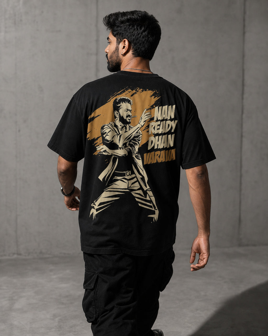 Nan Ready Dhan Varava Oversized T-Shirt black oversized T-shirt product mockup