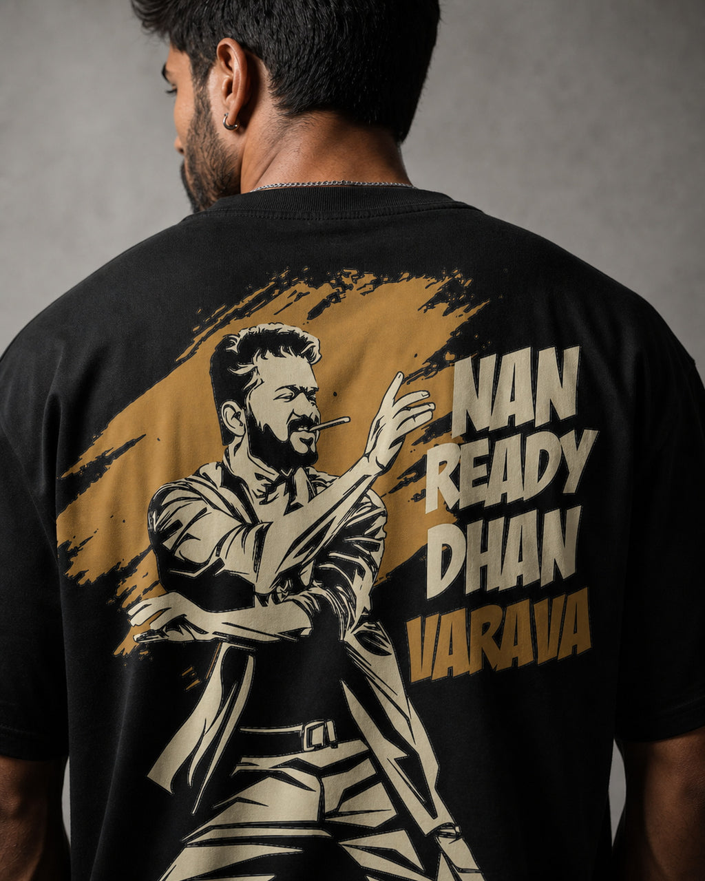 Nan Ready Dhan Varava Oversized T-Shirt black oversized T-shirt product mockup