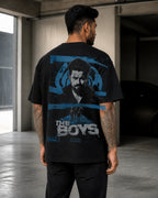 Blue Vigilante Grunge Oversized T-Shirt black oversized T-shirt product mockup