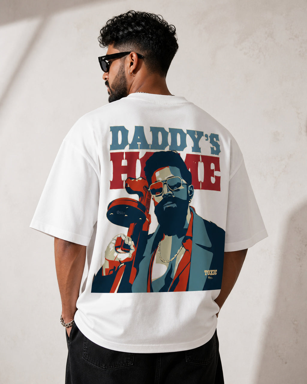 Daddy's Home Toxic Oversized T-Shirt black oversized T-shirt product mockup