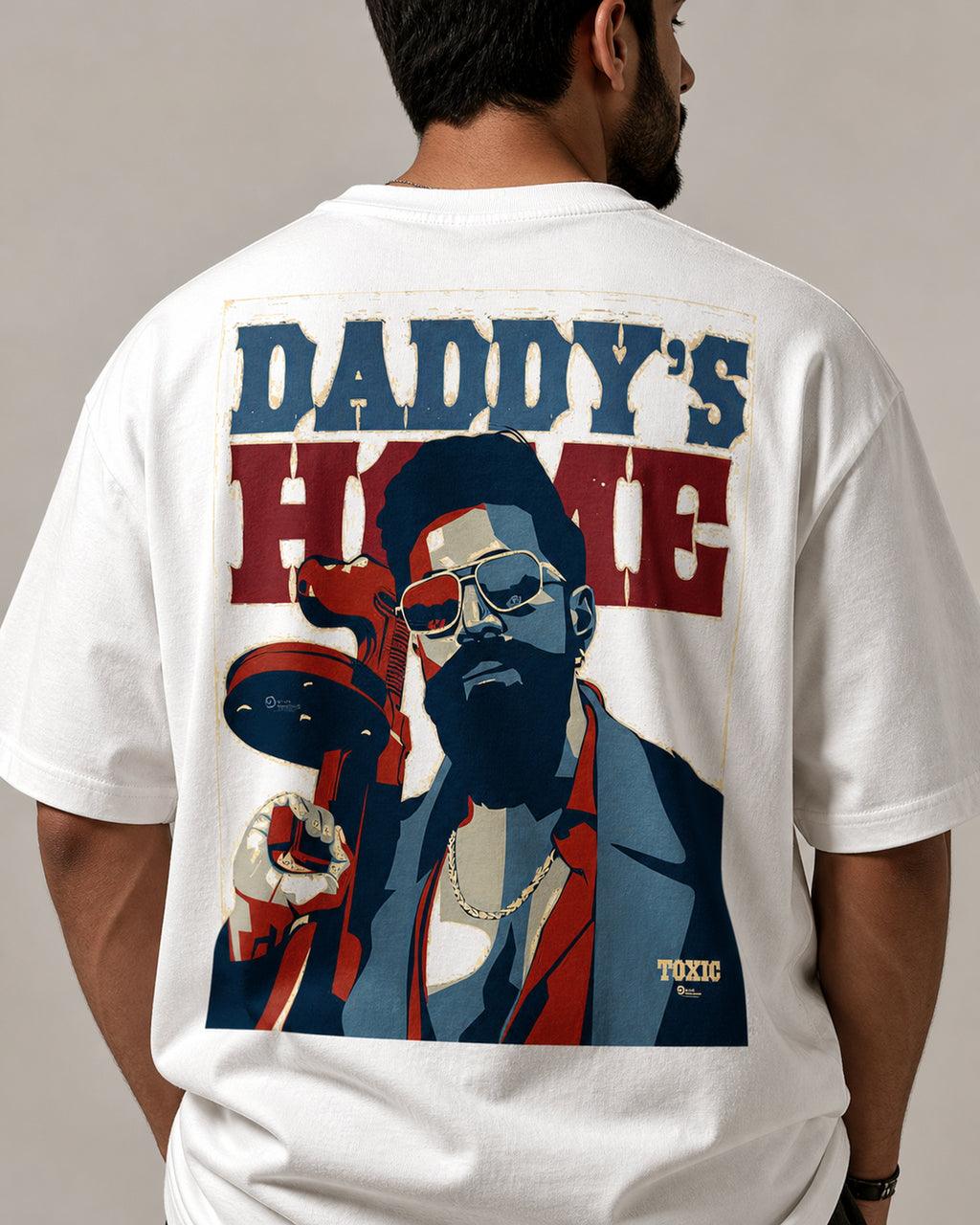 Daddy's Home Toxic Oversized T-Shirt black oversized T-shirt product mockup