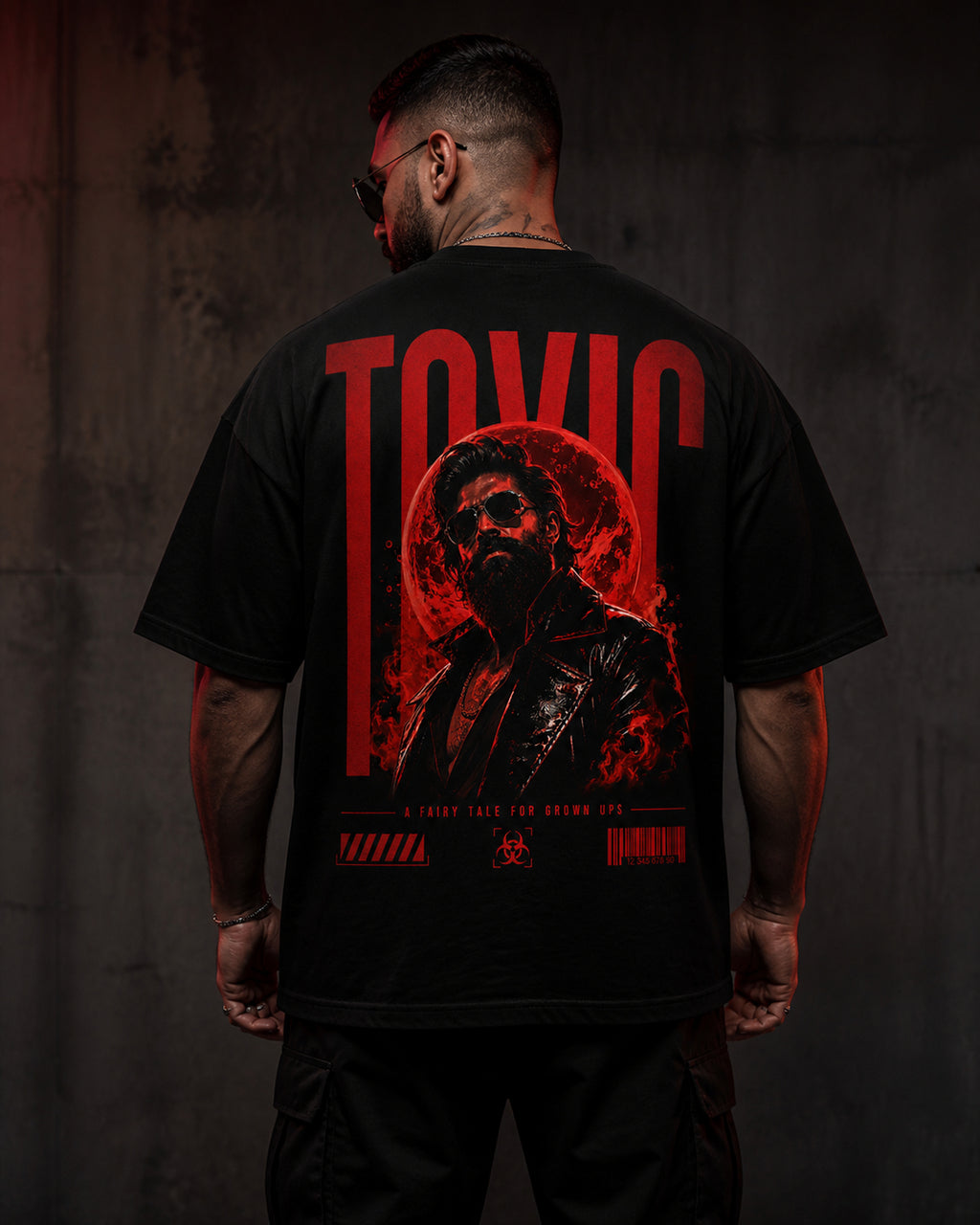 Toxic Red Noir Oversized T-Shirt black oversized T-shirt back hero
