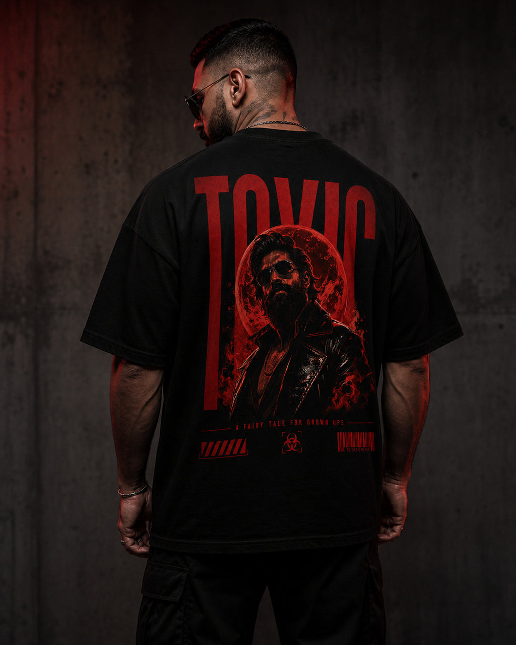 Toxic Red Noir Oversized T-Shirt black oversized T-shirt product mockup