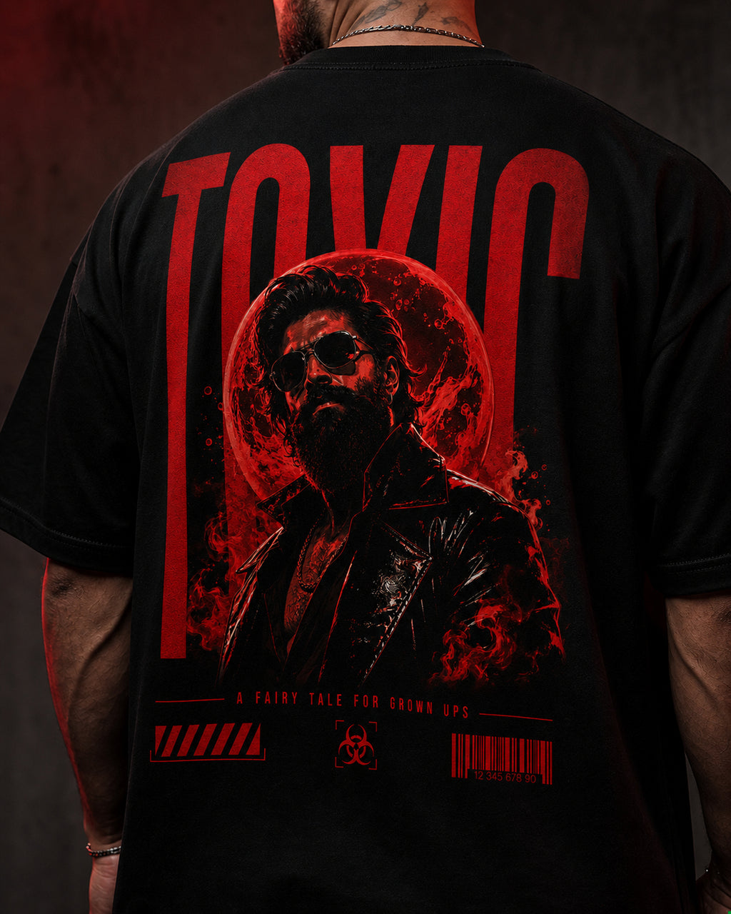 Toxic Red Noir Oversized T-Shirt black oversized T-shirt product mockup