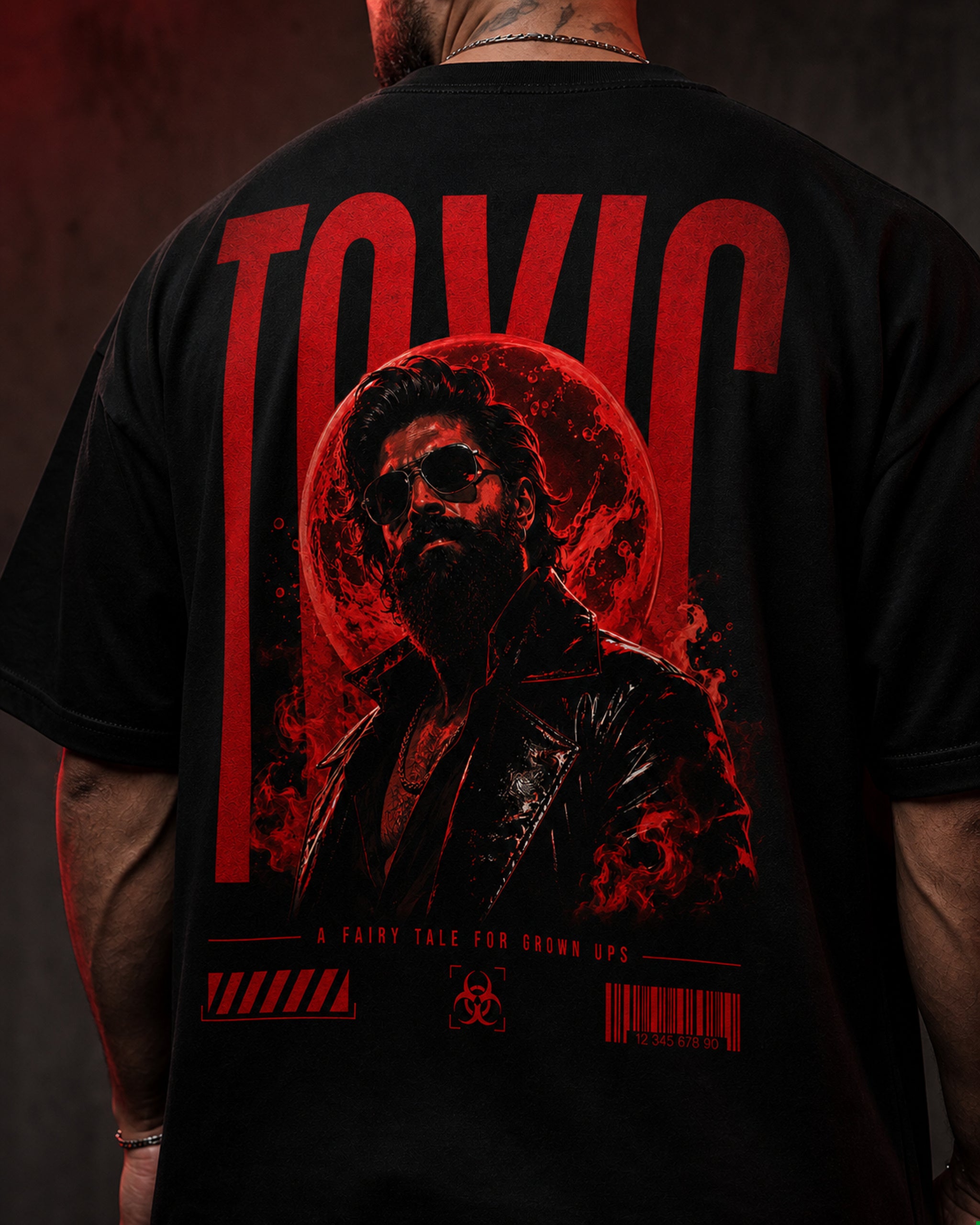 Toxic Red Noir Oversized T-Shirt black oversized T-shirt product mockup