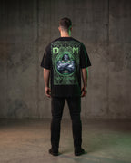 Green Armored Doom Oversized T-Shirt black oversized T-shirt product mockup