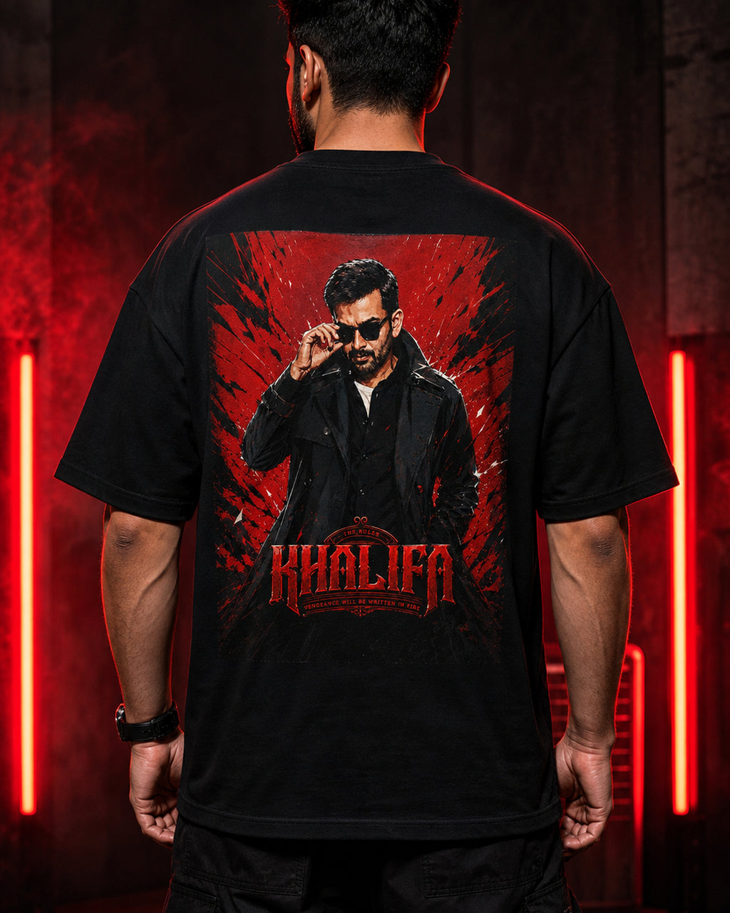 Khalifa Red Ruler Oversized T-Shirt black oversized T-shirt back hero
