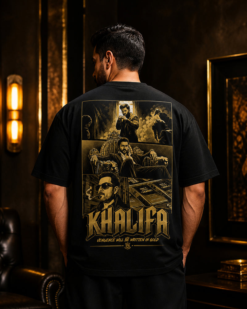 Khalifa Gold Empire Oversized T-Shirt black oversized T-shirt back hero