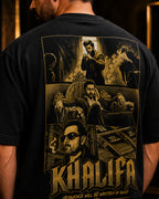 Khalifa Gold Empire Oversized T-Shirt black oversized T-shirt product mockup