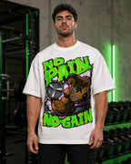 No Pain No Gain Monster Gym Oversized T-Shirt black oversized T-shirt back hero