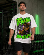 No Pain No Gain Monster Gym Oversized T-Shirt black oversized T-shirt product mockup