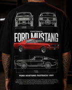 Classic Fastback Muscle Car Oversized T-Shirt black oversized T-shirt product mockup