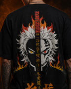 Flame Sword Anime-Inspired Oversized T-Shirt black oversized T-shirt product mockup