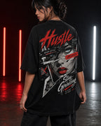 Hustle Stay Grinding Oversized T-Shirt black oversized T-shirt product mockup