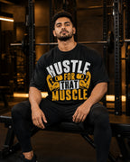 Hustle For That Muscle Oversized T-Shirt black oversized T-shirt product mockup