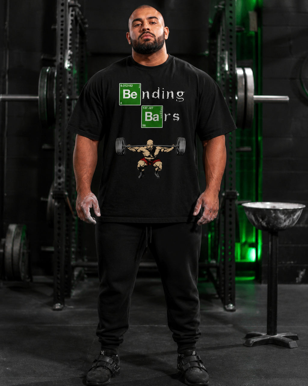 Bending Bars Gym Oversized T-Shirt black oversized T-shirt back hero