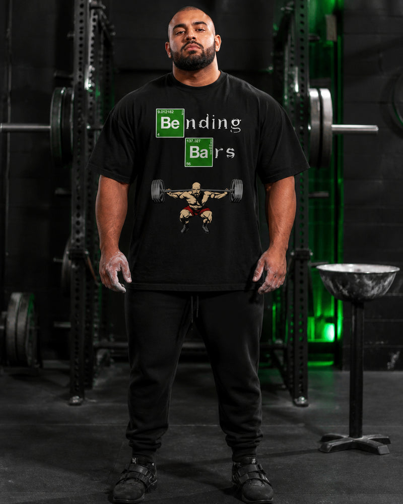 Bending Bars Gym Oversized T-Shirt black oversized T-shirt back hero