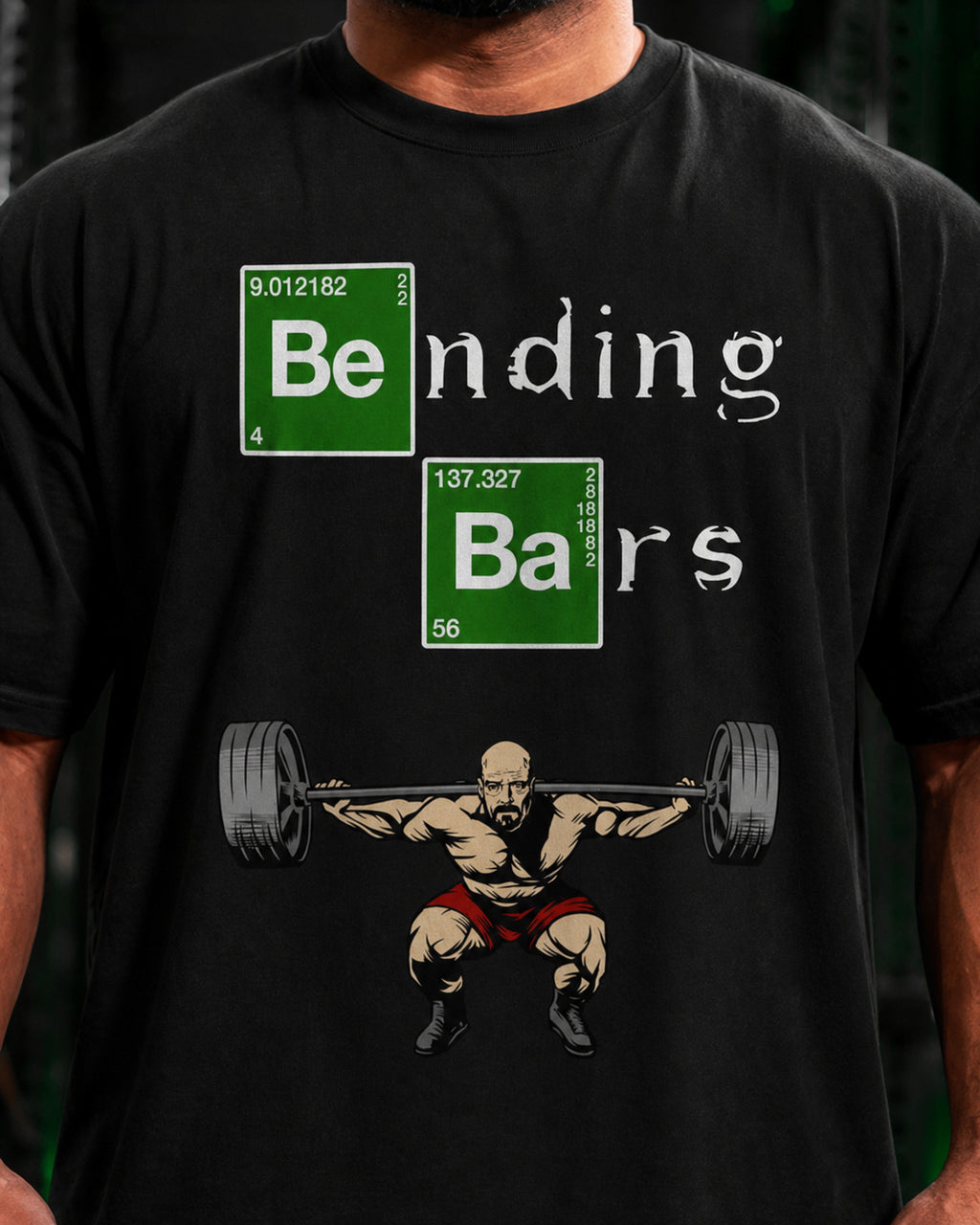 Bending Bars Gym Oversized T-Shirt black oversized T-shirt product mockup