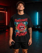 Pomegranate Pump Gym Oversized T-Shirt black oversized T-shirt back hero