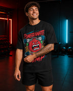 Pomegranate Pump Gym Oversized T-Shirt black oversized T-shirt product mockup