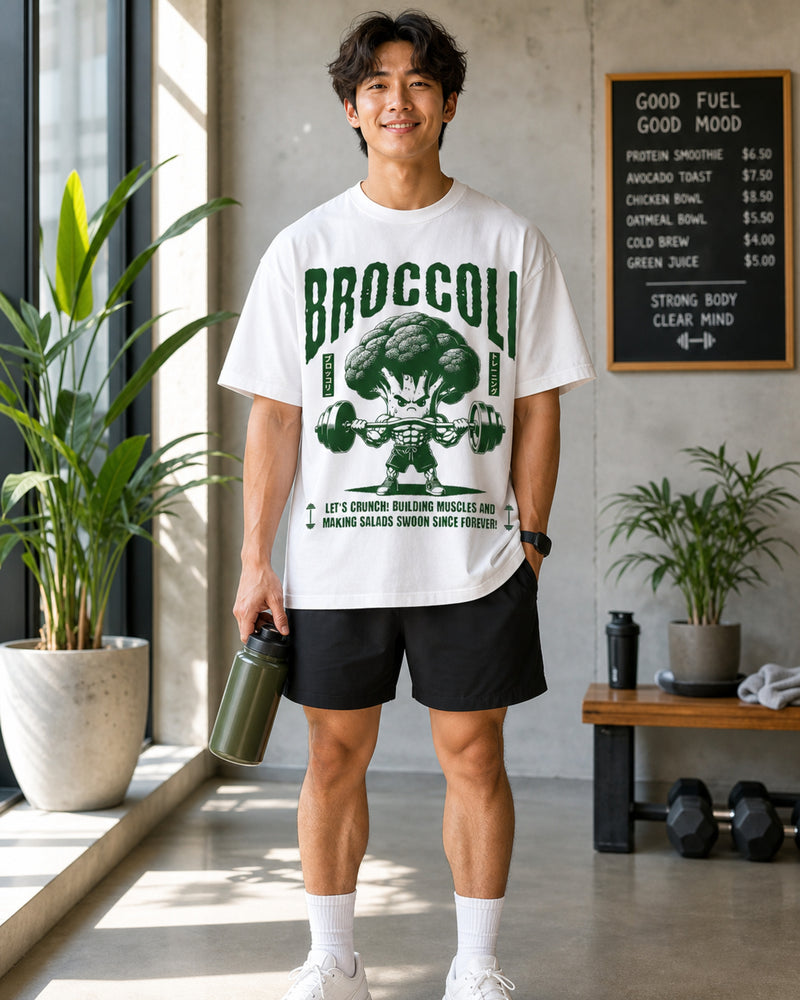 Broccoli Training Oversized T-Shirt black oversized T-shirt back hero