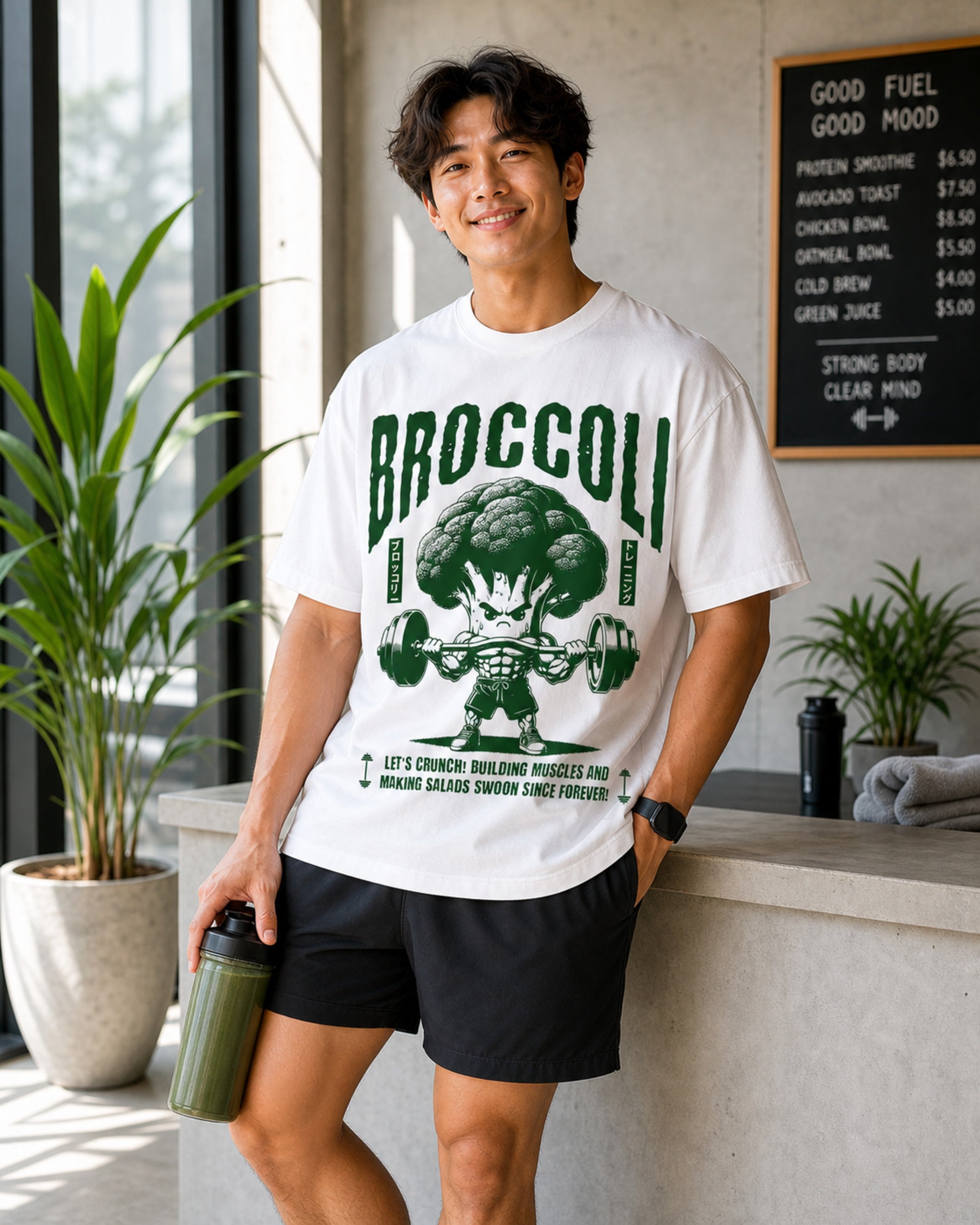 Broccoli Training Oversized T-Shirt black oversized T-shirt product mockup