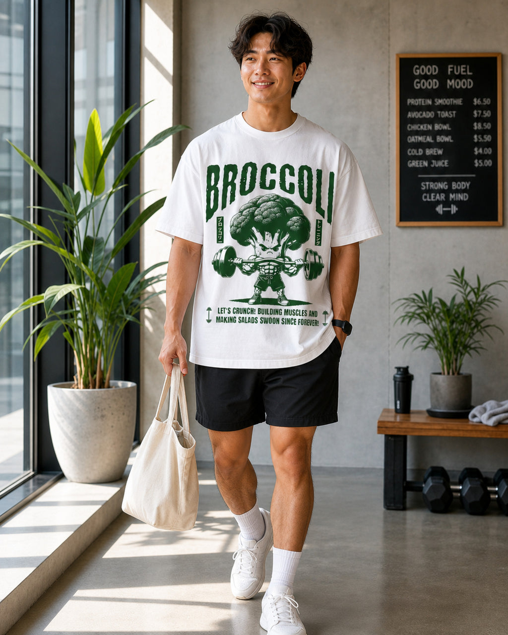 Broccoli Training Oversized T-Shirt black oversized T-shirt product mockup