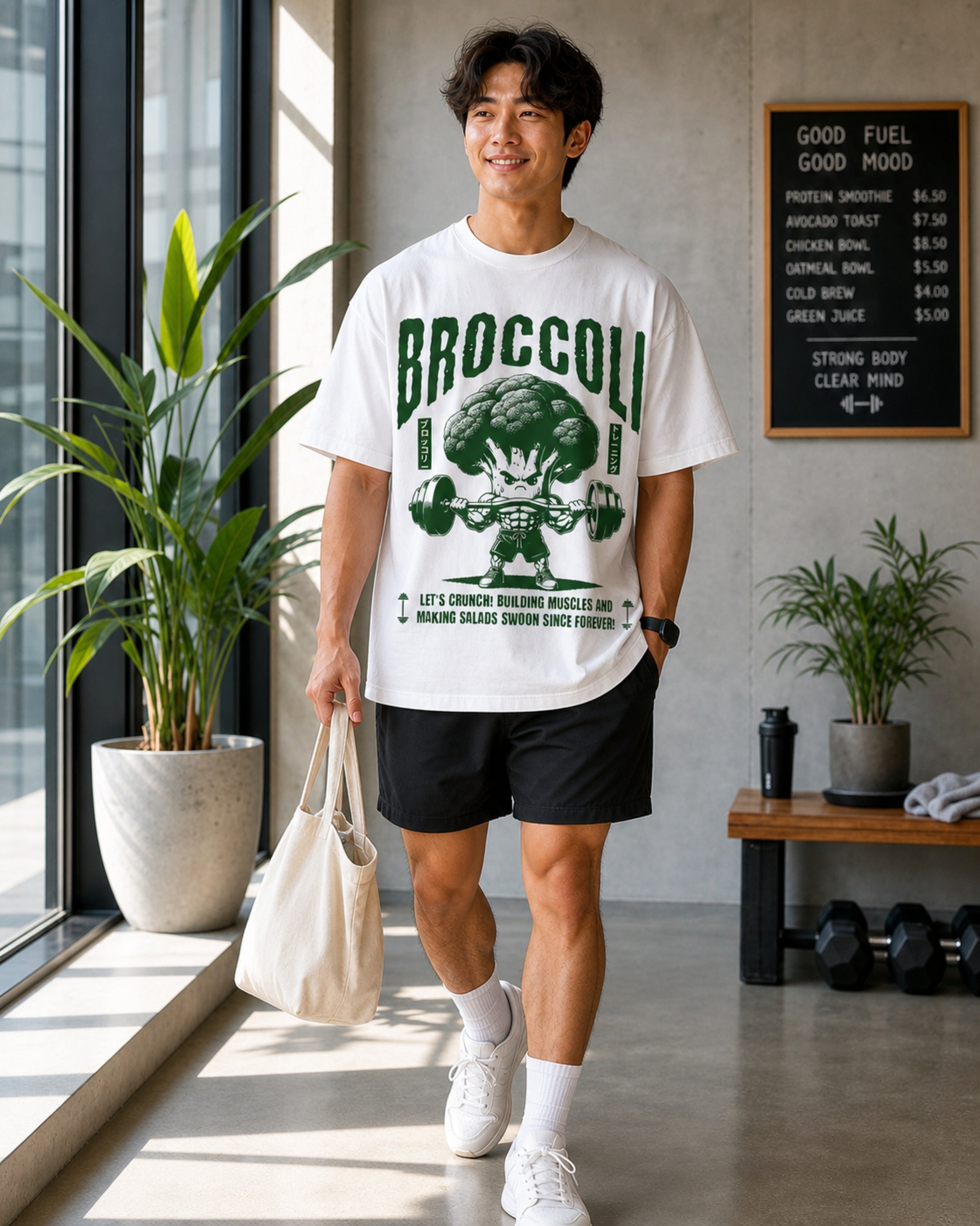 Broccoli Training Oversized T-Shirt black oversized T-shirt product mockup